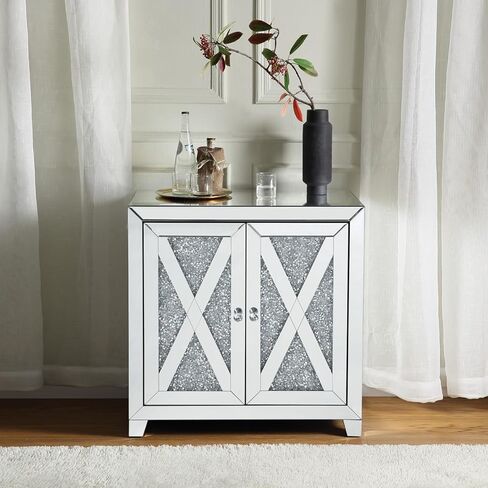 Mirrored & Faux Diamonds Console Cabinet in Kuwait