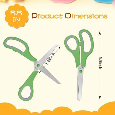 5.5" Kids Small Scissors Set,Blunt Tip Craft Paper Scissors Bulk, Stainless Steel Safety Blades for Classroom School Home,6 Packs in Kuwait