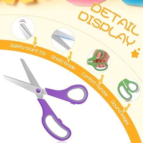 5.5" Kids Small Scissors Set,Blunt Tip Craft Paper Scissors Bulk, Stainless Steel Safety Blades for Classroom School Home,6 Packs in Kuwait