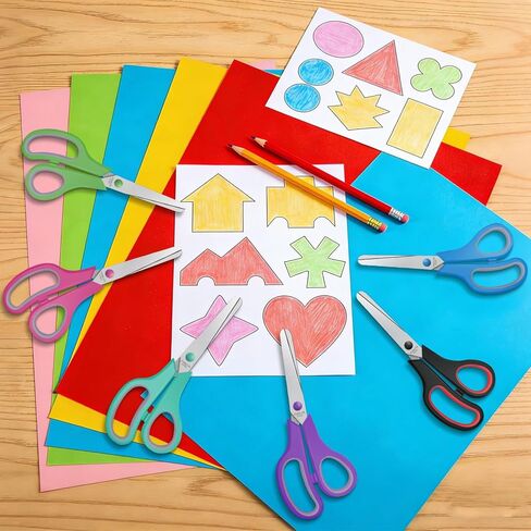 5.5" Kids Small Scissors Set,Blunt Tip Craft Paper Scissors Bulk, Stainless Steel Safety Blades for Classroom School Home,6 Packs in Kuwait
