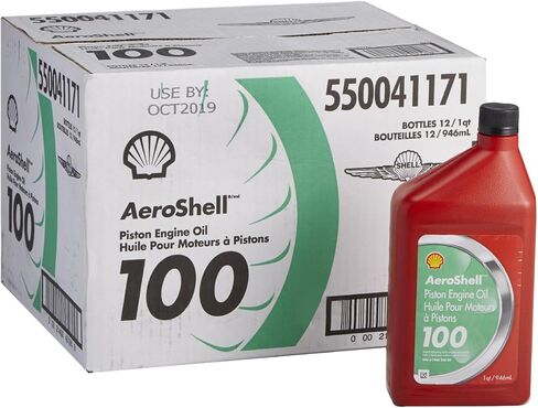 زيت AeroShell Oil 100 SAE Grade 50 المعدني المستقيم للطائرات - 12 كوارت/علبة in Kuwait