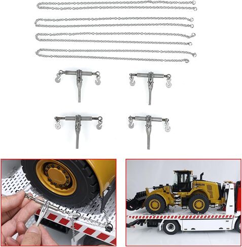 TOUCAN RC HOBBY Metal Ratchet Binders Transport Chains for 1/14 RC Truck Engineering Vehicles Hydraulic Loader Excavator Mining Car Model in Kuwait