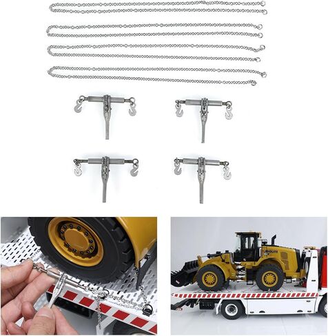 TOUCAN RC HOBBY Metal Ratchet Binders Transport Chains for 1/14 RC Truck Engineering Vehicles Hydraulic Loader Excavator Mining Car Model in Kuwait