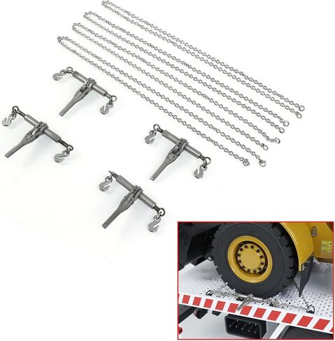 TOUCAN RC HOBBY Metal Ratchet Binders Transport Chains for 1/14 RC Truck Engineering Vehicles Hydraulic Loader Excavator Mining Car Model in Kuwait