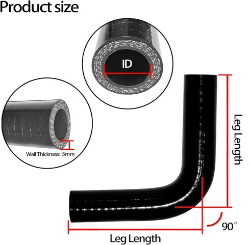 90 Degree Elbow ID 5/8" (16mm) Silicone Hose Coupler 4-Ply Reinforced for Cold Air Intake Turbo Intercooler 4"leg Length(102mm) Automotive Radiator Hose in Kuwait