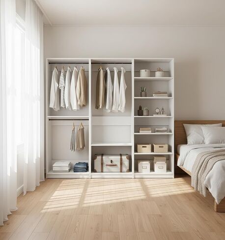 Prosper White Freestanding Walk in Wood Closet System in Kuwait