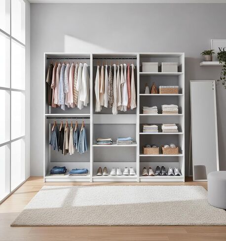 Prosper White Freestanding Walk in Wood Closet System in Kuwait