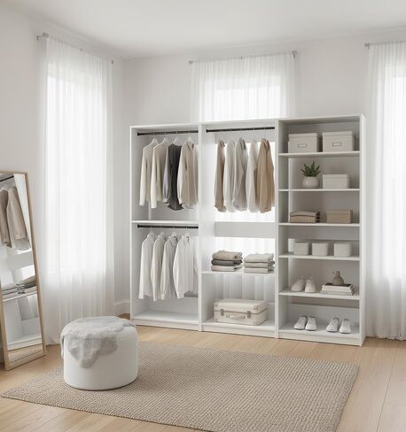 Prosper White Freestanding Walk in Wood Closet System in Kuwait