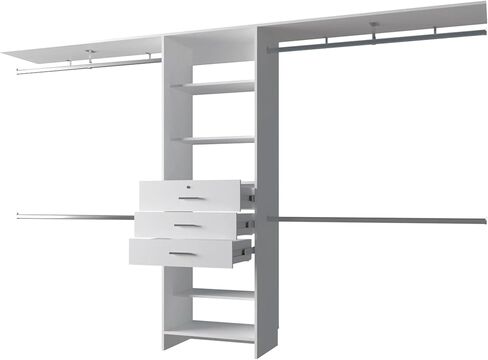 White Modular Closet Organizer System with Hanging Rods in Kuwait
