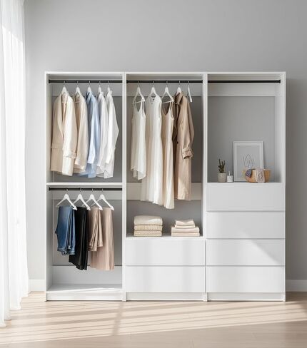 Prosper White Freestanding Walk in Wood Closet System in Kuwait
