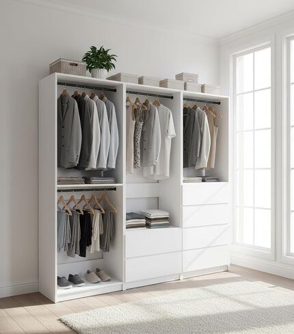 Prosper White Freestanding Walk in Wood Closet System in Kuwait