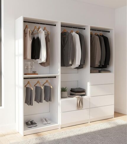 Prosper White Freestanding Walk in Wood Closet System in Kuwait