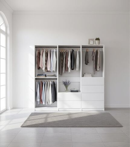 Prosper White Freestanding Walk in Wood Closet System in Kuwait