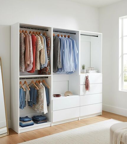 Prosper White Freestanding Walk in Wood Closet System in Kuwait