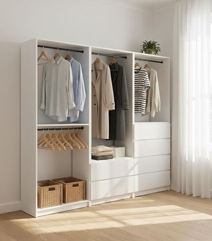 Prosper White Freestanding Walk in Wood Closet System in Kuwait