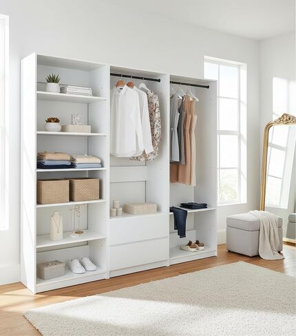 Prosper White Freestanding Walk in Wood Closet System in Kuwait