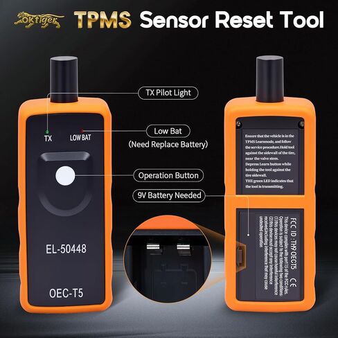 Oktiger TPMS Relearn Tool for GM Vehicles, EL-50448 Tire Pressure Monitor Sensor Activation Reset Tool, Auto TPMS Reset Tool OEC-T5 Compatible with Chevy GMC Buick Cadillac, 315/433 MHz in Kuwait