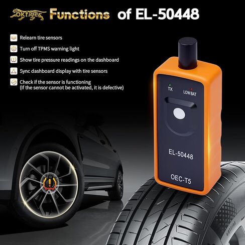 Oktiger TPMS Relearn Tool for GM Vehicles, EL-50448 Tire Pressure Monitor Sensor Activation Reset Tool, Auto TPMS Reset Tool OEC-T5 Compatible with Chevy GMC Buick Cadillac, 315/433 MHz in Kuwait