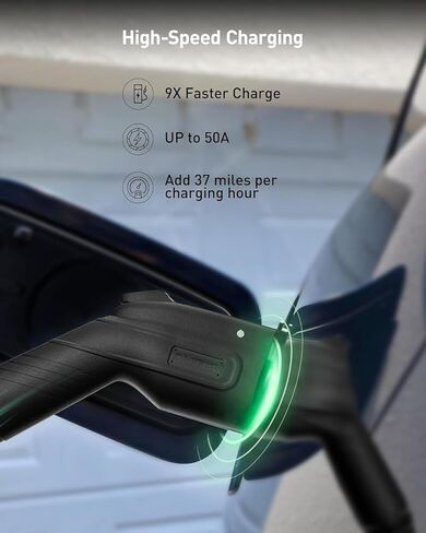 شاحن Autel Level 2 EV يصل إلى 50 أمبير، 240 فولت، محطة شحن سيارة داخلية/خارجية مع موصل J1772، واي فاي وبلوتوث، EVSE، سلك صلب، كابل 25 قدم مع حافظة منفصلة، ​​رمادي داكن in Kuwait