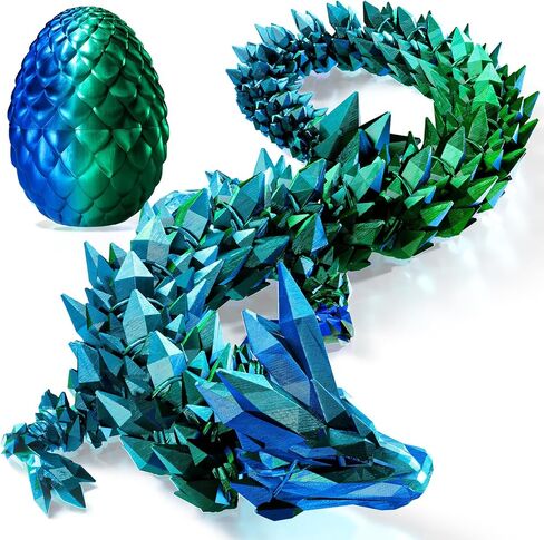 3D Printed Dragon Egg with Dragon Toys, Articulated Dragon Toys for Kids, Animals Figure Fidget Dinosaur Eggs, Kids Easter Eggs Basket Stuffers, Gifts for Boys and Girls 3 4 5 6 7 8(Blue) in Kuwait