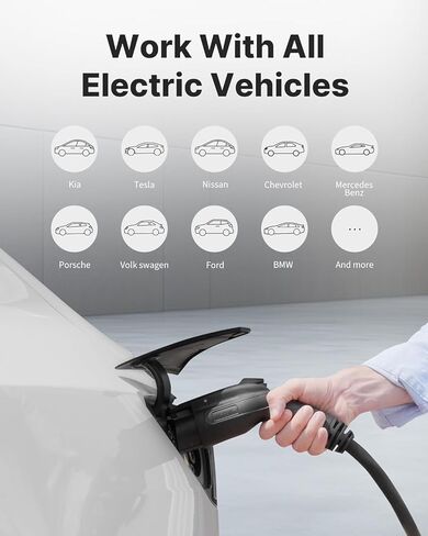 شاحن Autel Level 2 EV يصل إلى 50 أمبير، 240 فولت، محطة شحن سيارة داخلية/خارجية مع موصل J1772، واي فاي وبلوتوث، EVSE، سلك صلب، كابل 25 قدم مع حافظة منفصلة، ​​رمادي داكن in Kuwait