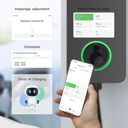 Autel MaxiCharger Level 2 Electric Vehicle (EV) Charger, up to 80 Amp Fast Charging EV Charger Level 2, Integrated Cloud with AI, Indoor/Outdoor Charging Stations J1772, Hardwired in Kuwait