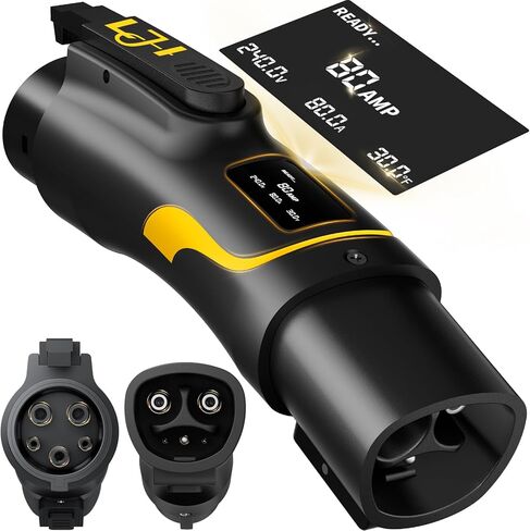 محول شاحن Tesla إلى J1772 80A 240V مع شاشة LED - محول NACS إلى J1772 EV لسيارات BMW وChevy وMercedes، متوافق مع موصلات Tesla عالية الطاقة والوجهة وشواحن الهواتف المحمولة in Kuwait