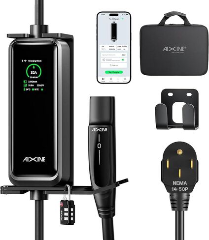 Level 2 EV Charger,Tesla EV Charger NACS 40A with 25FT Extension Cord Cable,Enhanced WiFi Smart App,240V NEMA 14-50 Plug Compatible with All Tesla Models X/Y/3/S,UL,ETL,FCC Certified in Kuwait