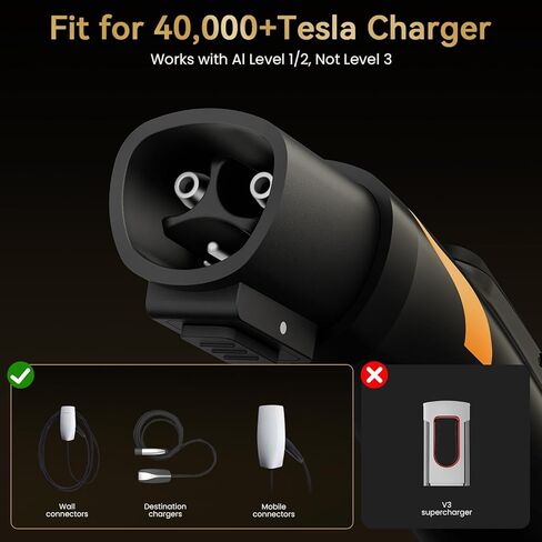 محول شاحن Tesla إلى J1772 80A 240V مع شاشة LED - محول NACS إلى J1772 EV لسيارات BMW وChevy وMercedes، متوافق مع موصلات Tesla عالية الطاقة والوجهة وشواحن الهواتف المحمولة in Kuwait