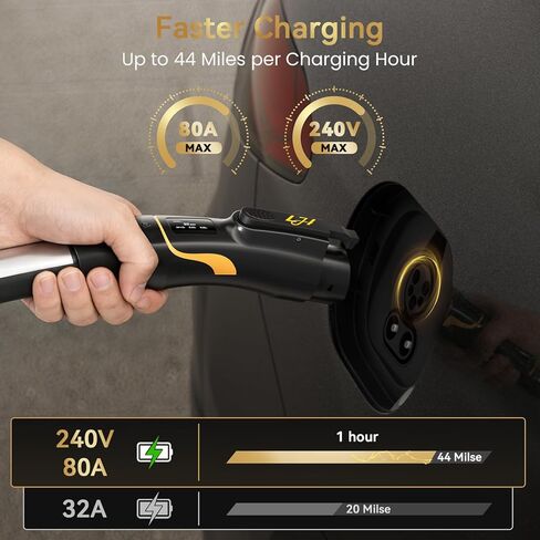 محول شاحن Tesla إلى J1772 80A 240V مع شاشة LED - محول NACS إلى J1772 EV لسيارات BMW وChevy وMercedes، متوافق مع موصلات Tesla عالية الطاقة والوجهة وشواحن الهواتف المحمولة in Kuwait