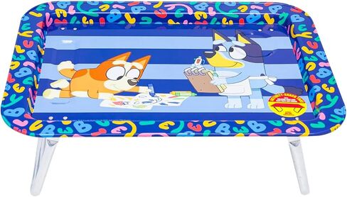 مكتب كمبيوتر محمول Bluey - حزمة صينية مستطيلة مقاس 17 بوصة مع أرجل لتناول الطعام والقراءة والعمل بالإضافة إلى ملصقات والمزيد | صينية كمبيوتر محمول Bluey وBingo للمدرسة والأنشطة in Kuwait