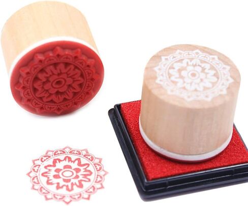 12 Piece Wooden Floral Pattern Stamp Set ，Rubber Stamps Round and Square Decorative Wooden Stamps Set for DIY Crafts, Card Making and Scrapbooking in Kuwait