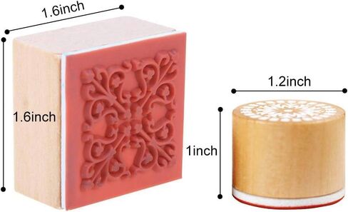 12 Piece Wooden Floral Pattern Stamp Set ，Rubber Stamps Round and Square Decorative Wooden Stamps Set for DIY Crafts, Card Making and Scrapbooking in Kuwait