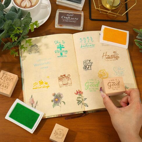 JarThenaAMCS 12Pcs Christian Bible Verse Wooden Rubber Stamps God is Good DIY Craft Stamps for Church Sunday School Party Decor Scrapbooking Card Making Supplies in Kuwait