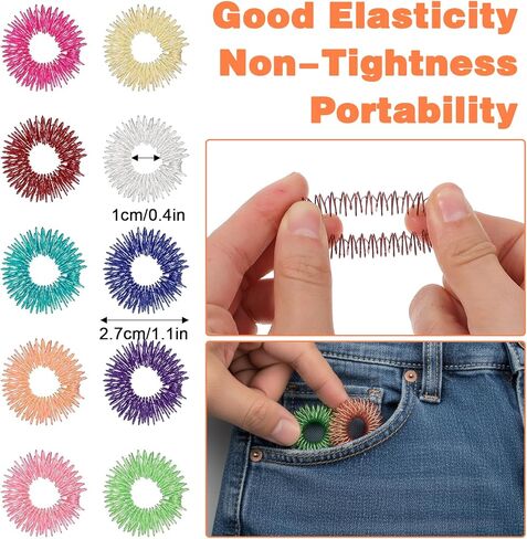 20 Pcs Acupressure Rings, Finger Massager Set Spiky Sensory Rings for Fingers Stress Relief Fidget Sensory Massager for Teens Adults in Kuwait