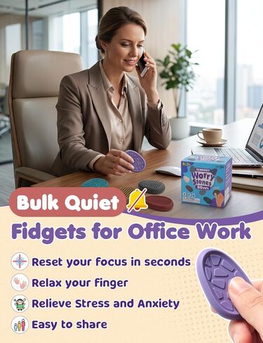 KLT Fidget Toys Bulk for Adults: 50 Pack Texture Worry Stone - Bulk Fidgets for Student Classroom Prizes - Quiet Stress Toys for Autism Calming - Goodie Bags Stuffers for Gifts Office in Kuwait