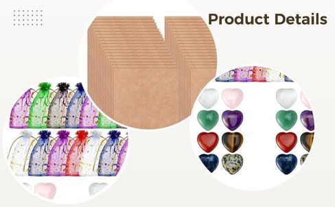 40 Pcs Pocket Hug Token with Cards Sets, Heart Shaped Natural Stones in Organza Bags, Encouragement Gift for Long Distance Relationships, School Party, Wedding Favors, 5.9 x 3.1 x 1.2 in in Kuwait