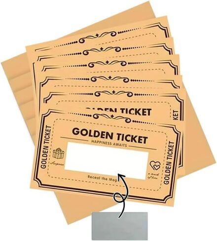 30 Sets Golden Ticket with Envelopes, Scratch off Card Surprise Gift Reveal, for Birthday Card Wedding Card Concert Ticket Cinema Voucher Raffle Gift in Kuwait