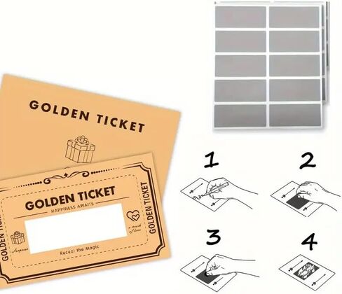 30 Sets Golden Ticket with Envelopes, Scratch off Card Surprise Gift Reveal, for Birthday Card Wedding Card Concert Ticket Cinema Voucher Raffle Gift in Kuwait