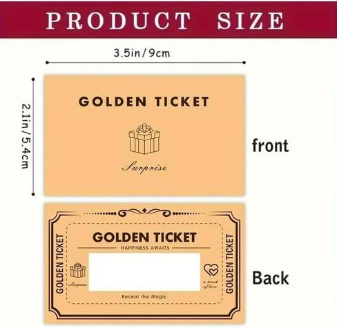 30 Sets Golden Ticket with Envelopes, Scratch off Card Surprise Gift Reveal, for Birthday Card Wedding Card Concert Ticket Cinema Voucher Raffle Gift in Kuwait