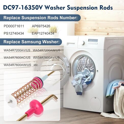 WA54R7600AW/US WA54R7600AV/US WA54R7200AW/US WA54R7600AC/US Sam-sung قضبان تعليق الغسالة، 27.5 بوصة DC97-16350V قضبان تعليق الغسالة OEM مجموعة المثبط قطع غيار غسالة Sam-sung in Kuwait