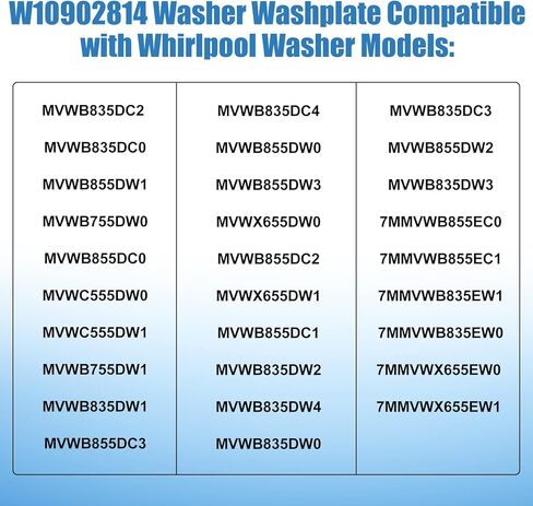 W10902814 Washplate Set Compatible with Maytag Washer Plate Parts and Whirlpool Washplate W108396887 W10752287 MVWB855DW W10834893 W10834917,Including Screw & Cap in Kuwait