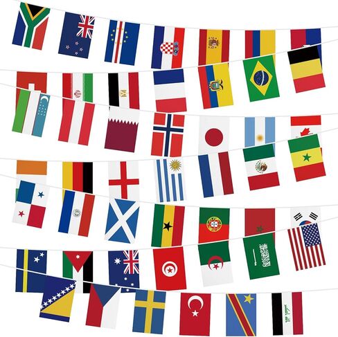 2026 كأس العالم لكرة القدم زينة سلسلة أعلام 48 دولة الرايات راية الأعلام الدولية كأس العالم لكرة القدم زينة الحفلات للمدرسة، المكتب، حدث الألعاب الرياضية، البار، النادي in Kuwait