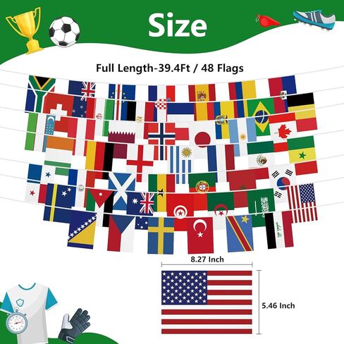 2026 كأس العالم لكرة القدم زينة سلسلة أعلام 48 دولة الرايات راية الأعلام الدولية كأس العالم لكرة القدم زينة الحفلات للمدرسة، المكتب، حدث الألعاب الرياضية، البار، النادي in Kuwait