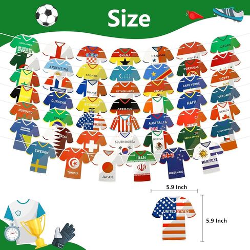 كأس العالم لكرة القدم 2026، علم جيرسي لكرة القدم، 48 دولة، راية الرايات، أعلام سلسلة، زينة حفلات كأس العالم لكرة القدم للمدرسة، المكتب، حدث الألعاب الرياضية، البار، النادي in Kuwait