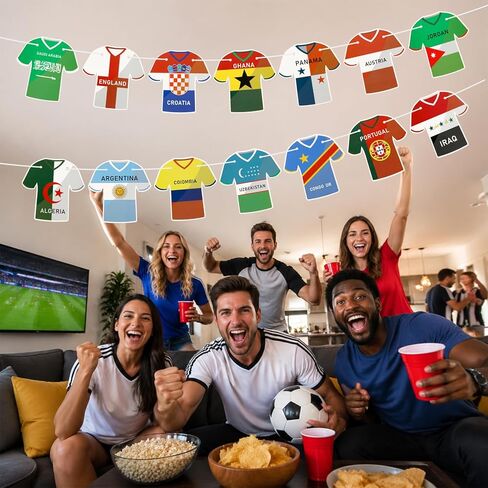 كأس العالم لكرة القدم 2026، علم جيرسي لكرة القدم، 48 دولة، راية الرايات، أعلام سلسلة، زينة حفلات كأس العالم لكرة القدم للمدرسة، المكتب، حدث الألعاب الرياضية، البار، النادي in Kuwait