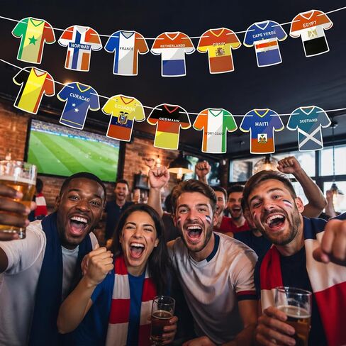 كأس العالم لكرة القدم 2026، علم جيرسي لكرة القدم، 48 دولة، راية الرايات، أعلام سلسلة، زينة حفلات كأس العالم لكرة القدم للمدرسة، المكتب، حدث الألعاب الرياضية، البار، النادي in Kuwait