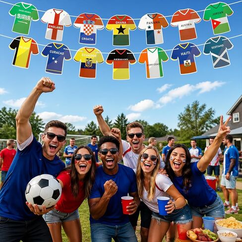 كأس العالم لكرة القدم 2026، علم جيرسي لكرة القدم، 48 دولة، راية الرايات، أعلام سلسلة، زينة حفلات كأس العالم لكرة القدم للمدرسة، المكتب، حدث الألعاب الرياضية، البار، النادي in Kuwait