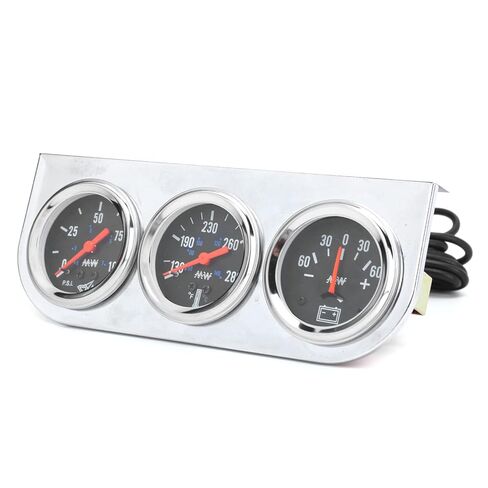 AUNMAS Triple Gauge Set Metal Housing Water Temperature Gauge and Oil Pressure 2in 3 in 1 130℉ to 280℉ 0 to 100 PSI for 12V Car Boat Truck in Kuwait