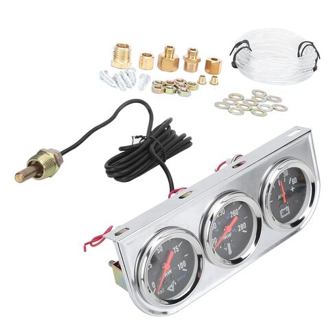AUNMAS Triple Gauge Set Metal Housing Water Temperature Gauge and Oil Pressure 2in 3 in 1 130℉ to 280℉ 0 to 100 PSI for 12V Car Boat Truck in Kuwait